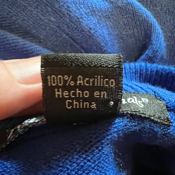 Designers Originals Royal Blue Zip Closure Long Sleeve Mock Neck Sweater - M - Picture 5 of 5